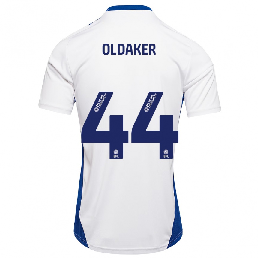 גברים כדורגל דארן אולדייקר #44 לבן כחול הרחק ג'רזי 2025/26