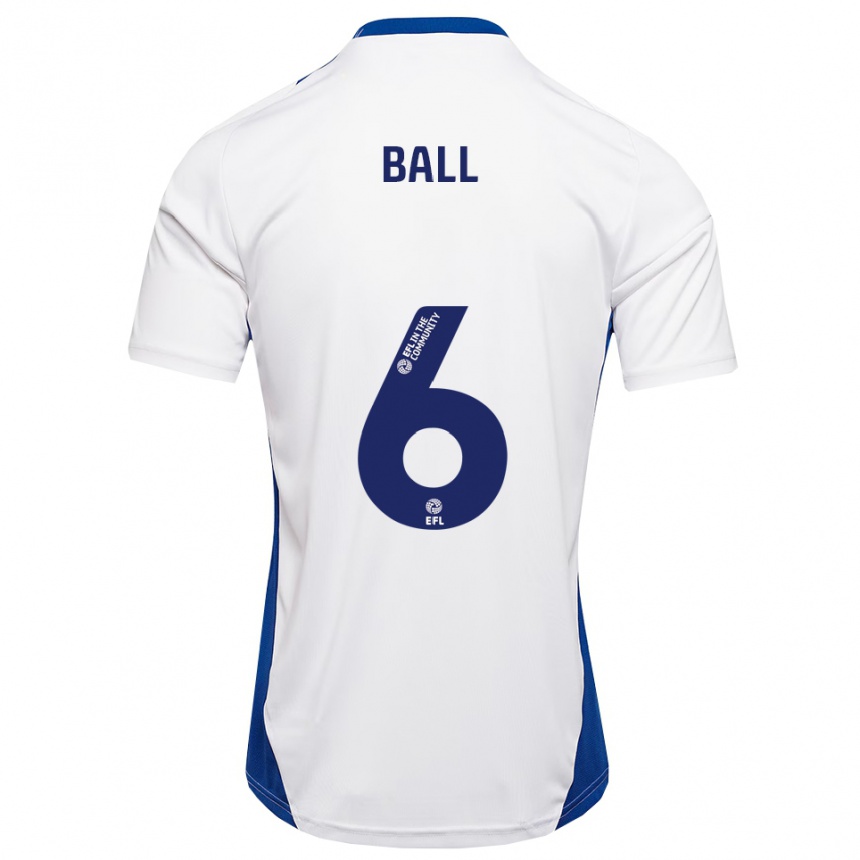 גברים כדורגל James Ball #6 לבן כחול הרחק ג'רזי 2025/26