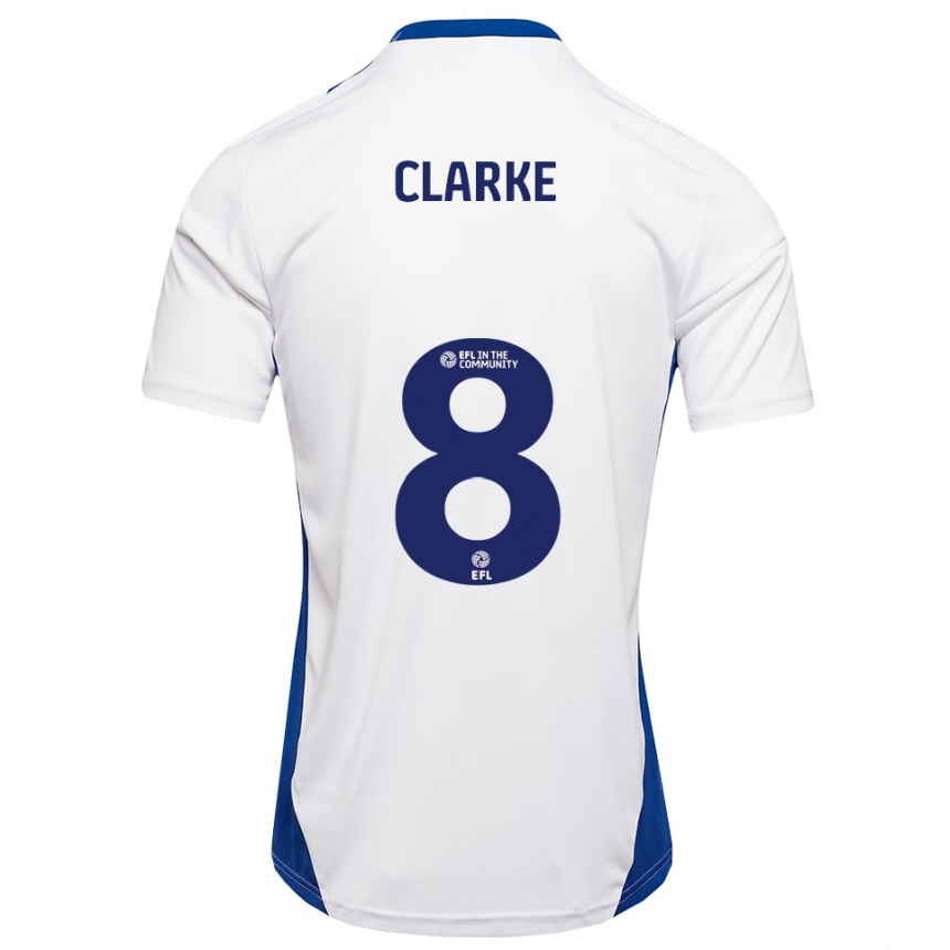 גברים כדורגל אולי קלארק #8 לבן כחול הרחק ג'רזי 2025/26