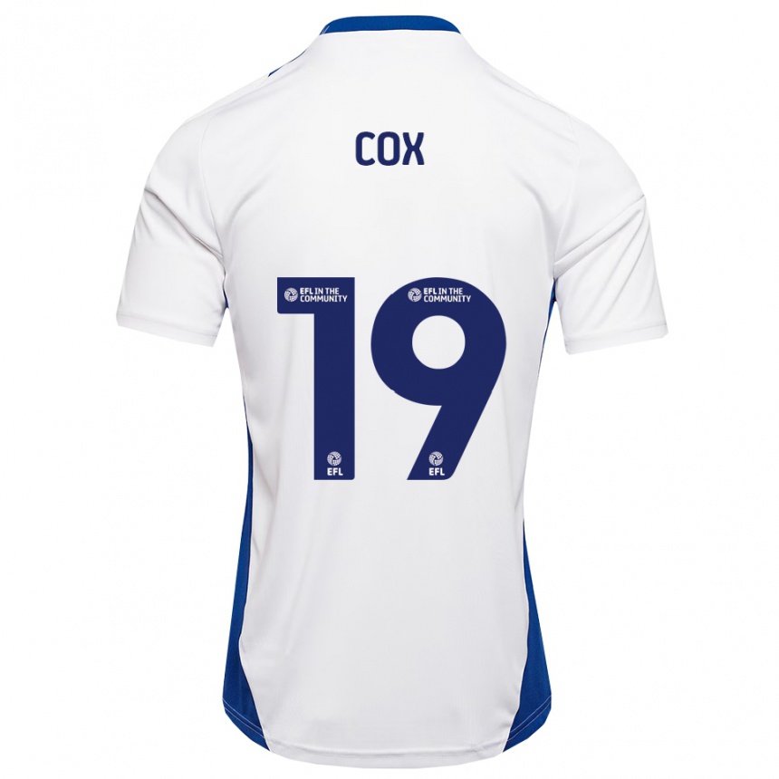 גברים כדורגל Hannah Cox #19 לבן כחול הרחק ג'רזי 2025/26