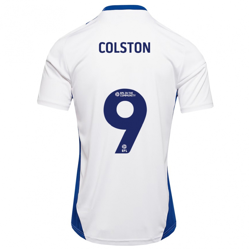 גברים כדורגל Annie Colston #9 לבן כחול הרחק ג'רזי 2025/26