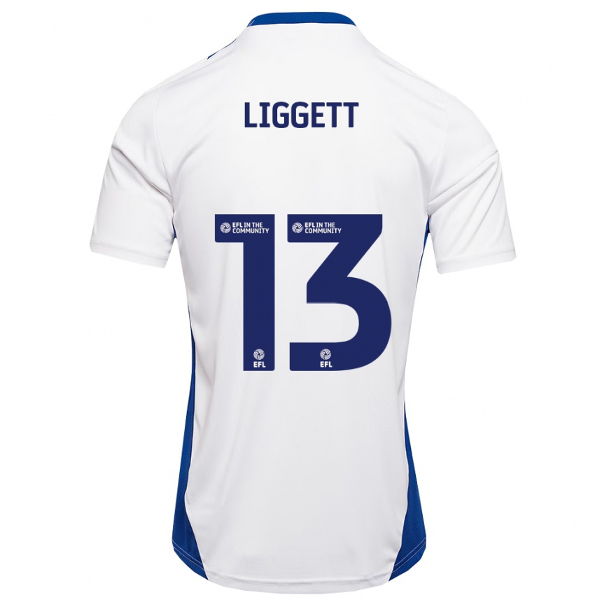 גברים כדורגל Lacy Liggett #13 לבן כחול הרחק ג'רזי 2025/26