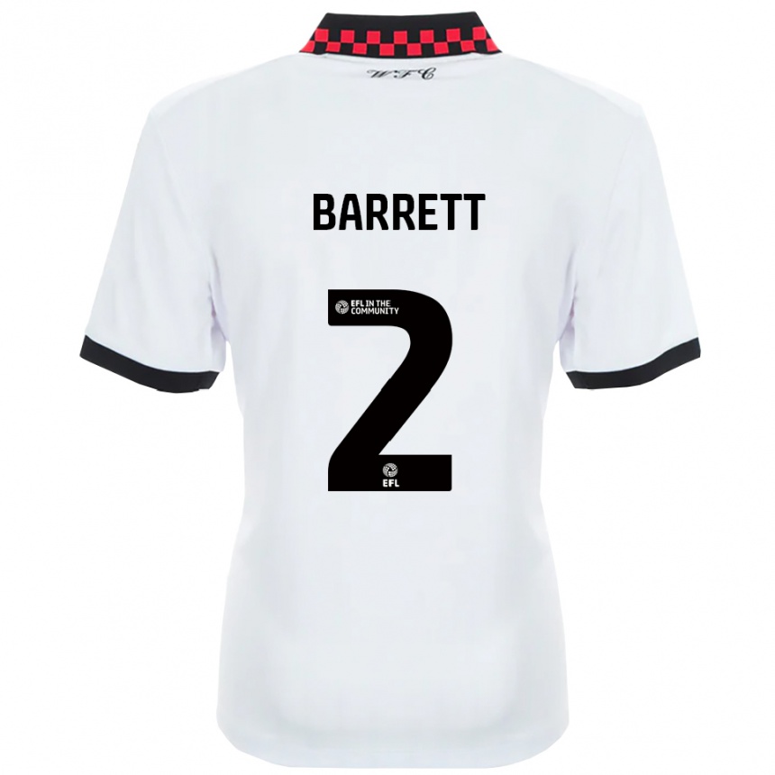 גברים כדורגל Connor Barrett #2 לבן שחור הרחק ג'רזי 2025/26