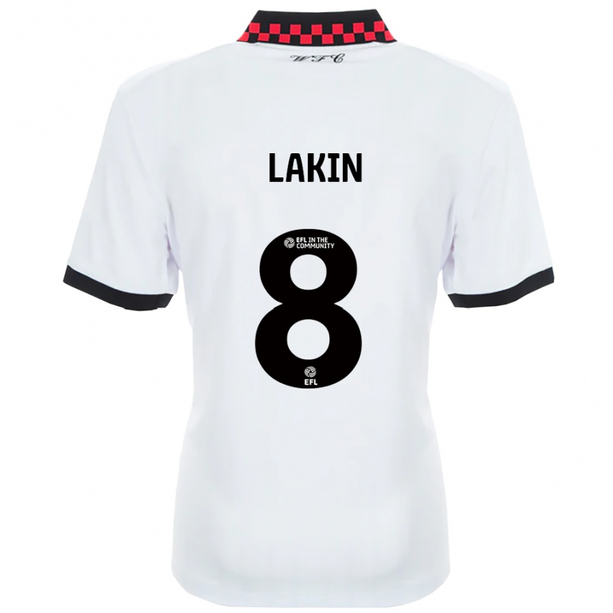 גברים כדורגל צ'ארלי לייקין #8 לבן שחור הרחק ג'רזי 2025/26