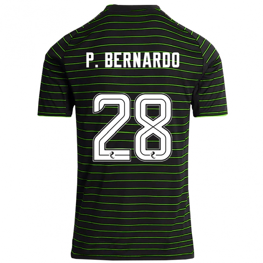 גברים כדורגל פאולו ברנרדו #28 שחור ירוק הרחק ג'רזי 2025/26