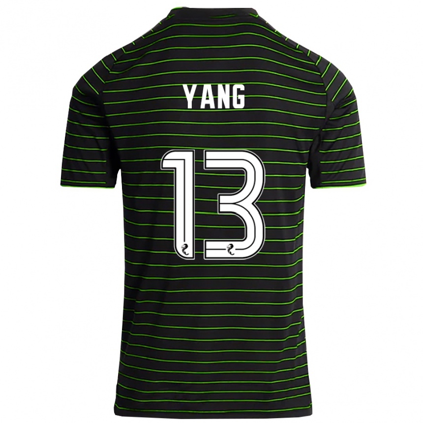 גברים כדורגל יאנג היון-ג'ון #13 שחור ירוק הרחק ג'רזי 2025/26