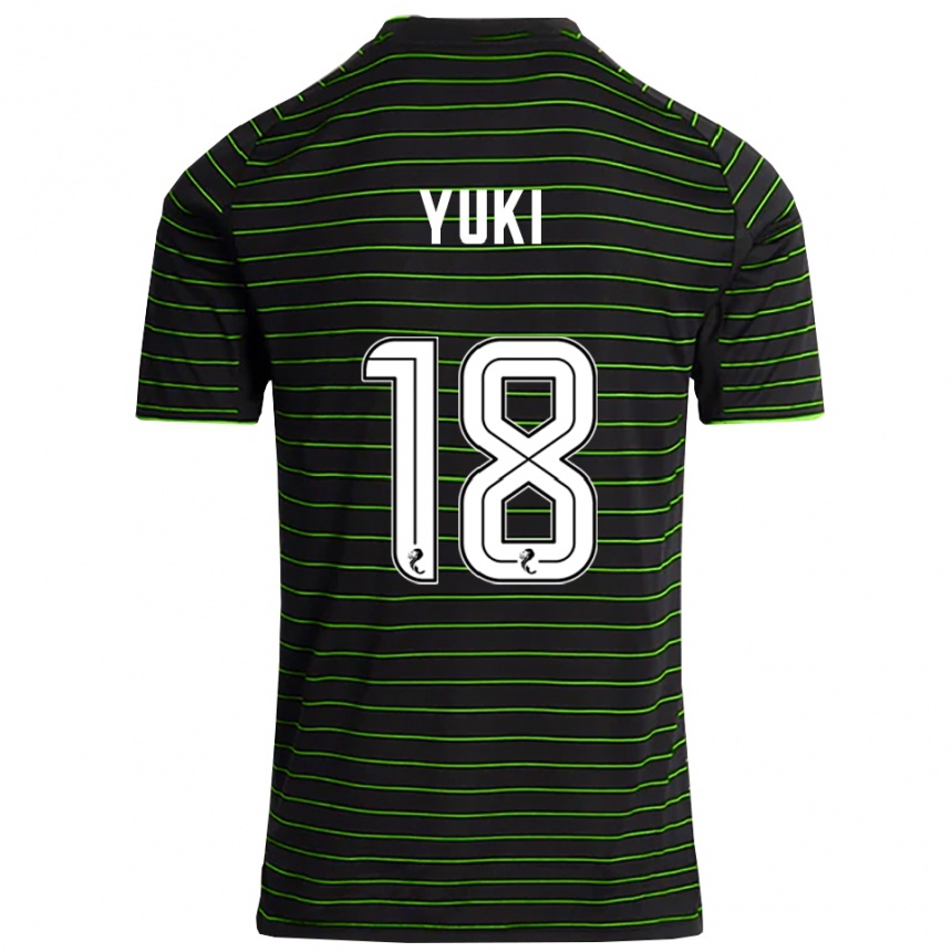 גברים כדורגל יוקי קובאיאשי #18 שחור ירוק הרחק ג'רזי 2025/26