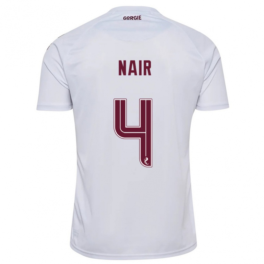 גברים כדורגל קנזי נאיר #4 לבן בורדו הרחק ג'רזי 2025/26