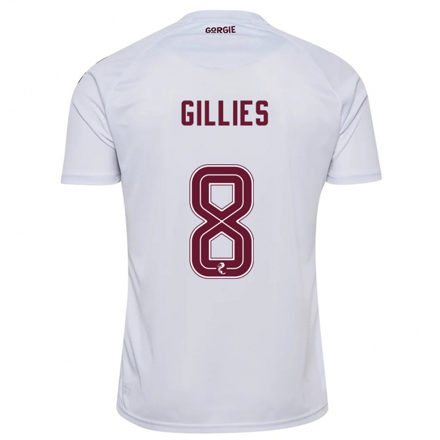 גברים כדורגל Matthew Gillies #8 לבן בורדו הרחק ג'רזי 2025/26