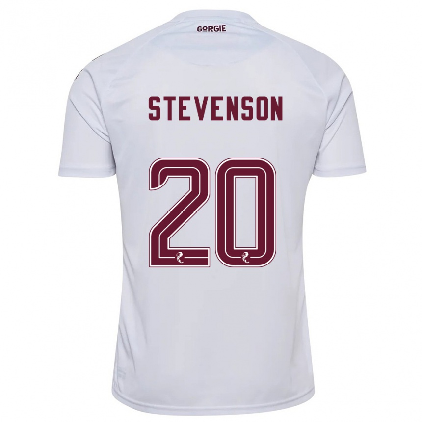 גברים כדורגל Gus Stevenson #20 לבן בורדו הרחק ג'רזי 2025/26