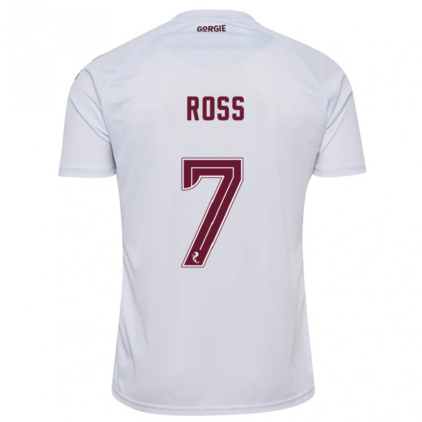 גברים כדורגל Mackenzie Ross #7 לבן בורדו הרחק ג'רזי 2025/26