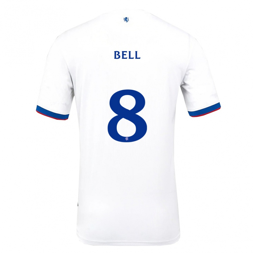 גברים כדורגל קאמי בל #8 לבן אדום כחול הרחק ג'רזי 2025/26