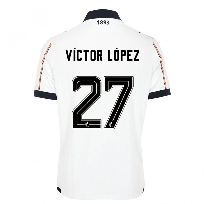 גברים כדורגל ויקטור לופס #27 לבן כחול נייבי אדום הרחק ג'רזי 2025/26