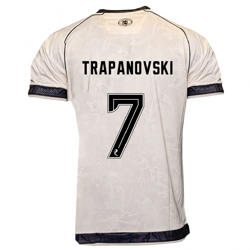גברים כדורגל Kristijan Trapanovski #7 לבן שחור הרחק ג'רזי 2025/26