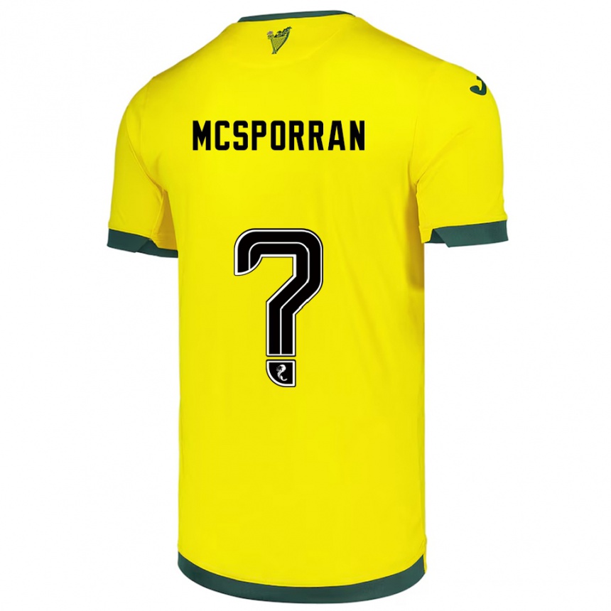 גברים כדורגל Arran Mcsporran #0 צהוב ירוק הרחק ג'רזי 2025/26