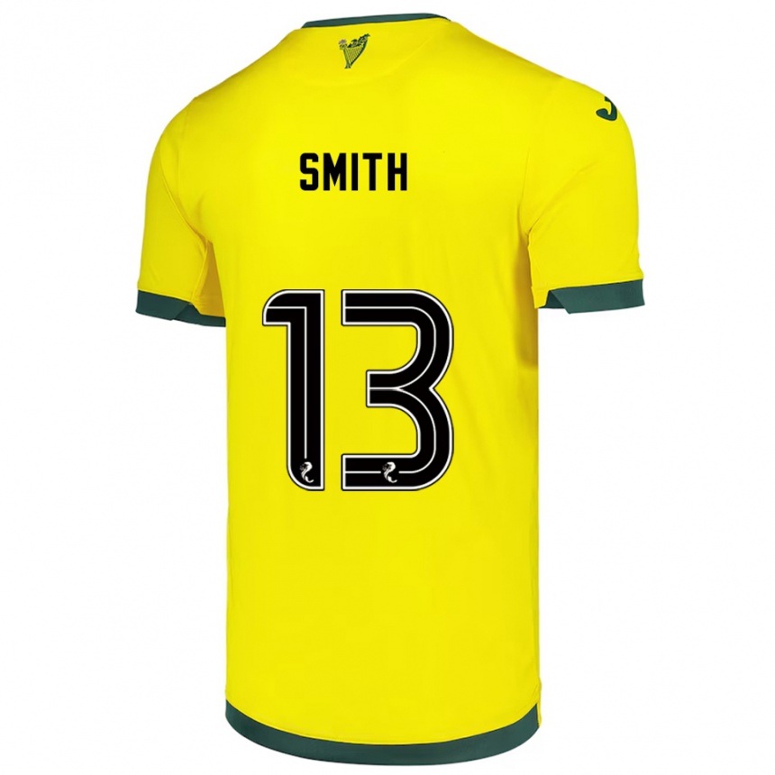 גברים כדורגל Jordan Smith #13 צהוב ירוק הרחק ג'רזי 2025/26