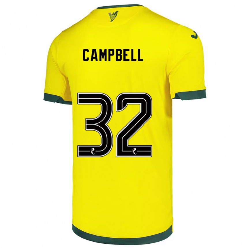 גברים כדורגל Josh Campbell #32 צהוב ירוק הרחק ג'רזי 2025/26