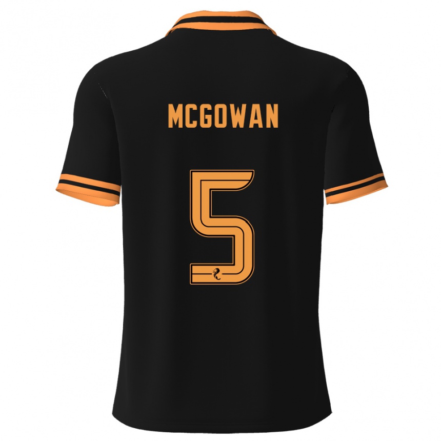 גברים כדורגל ריאן מקגאוון #5 שחור צהוב הרחק ג'רזי 2025/26