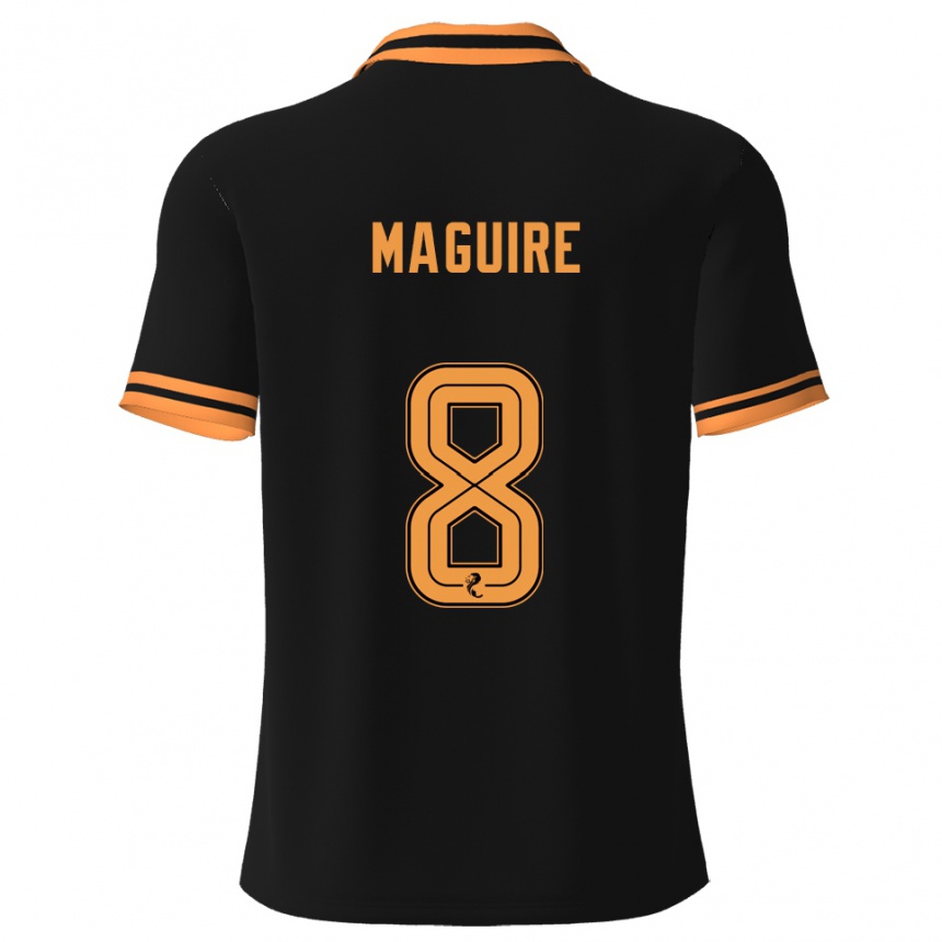 גברים כדורגל Ciaran Maguire #8 שחור צהוב הרחק ג'רזי 2025/26