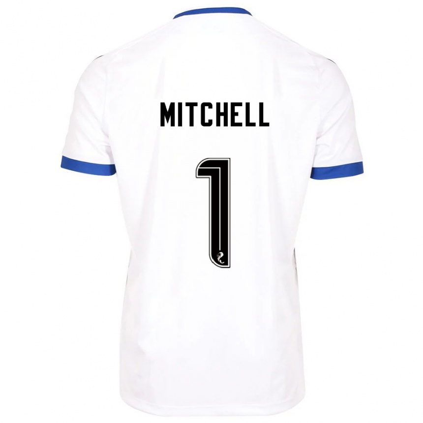 גברים כדורגל Ellie Mitchell #1 לבן כחול הרחק ג'רזי 2025/26