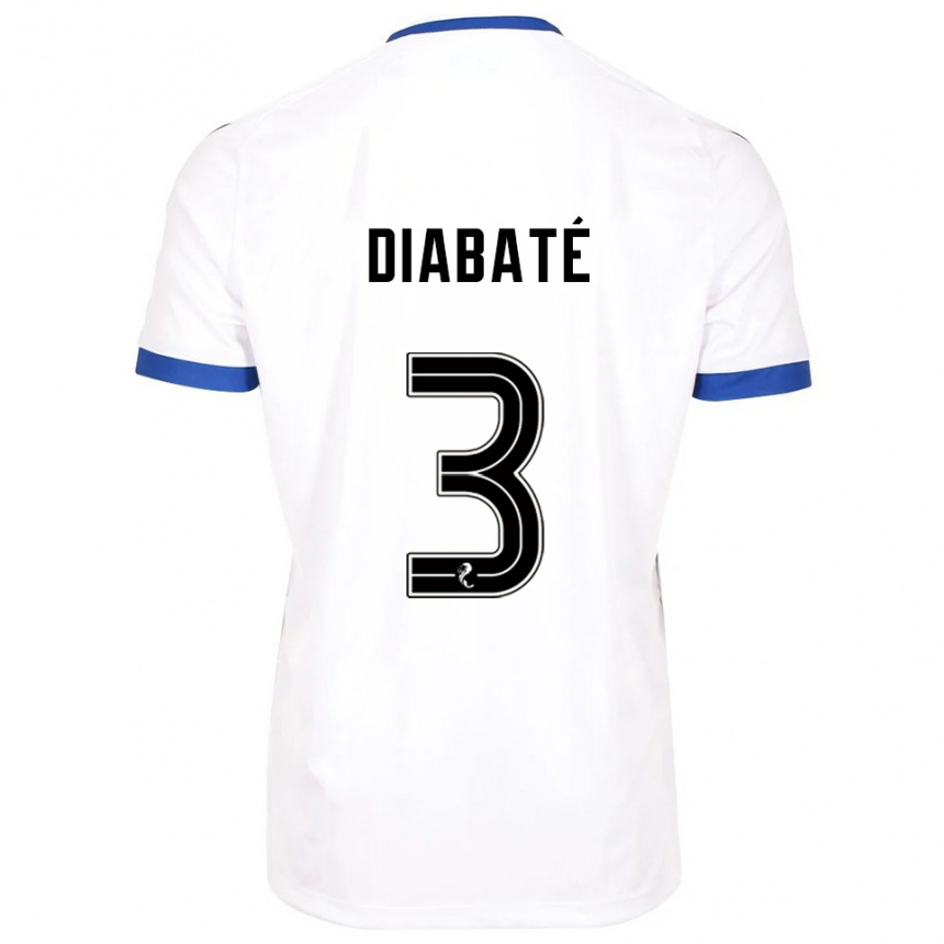 גברים כדורגל שייח דיאבטה #3 לבן כחול הרחק ג'רזי 2025/26
