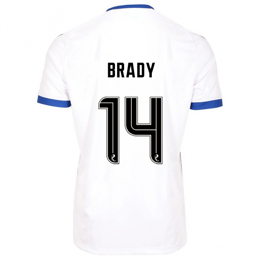 גברים כדורגל Scarlett Brady #14 לבן כחול הרחק ג'רזי 2025/26