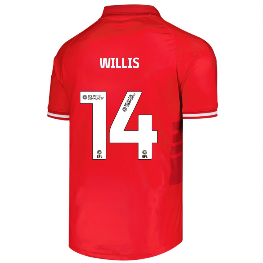 נשים כדורגל Nathan Willis #14 אדום לבן ג'רזי ביתית 2025/26