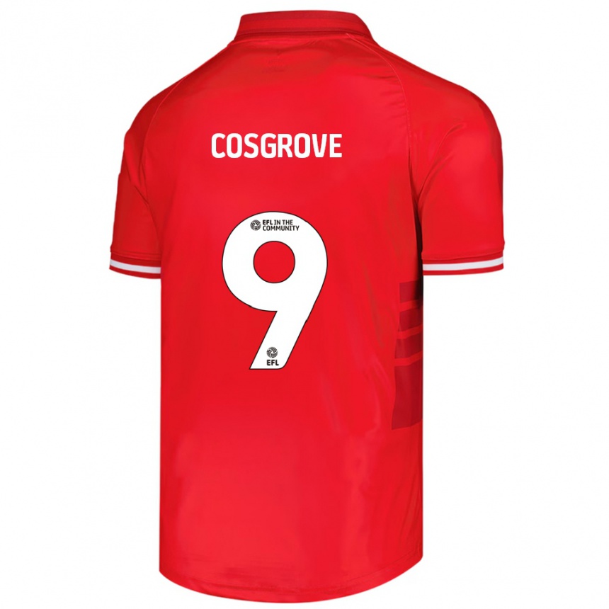 נשים כדורגל סם קוסגרוב #9 אדום לבן ג'רזי ביתית 2025/26