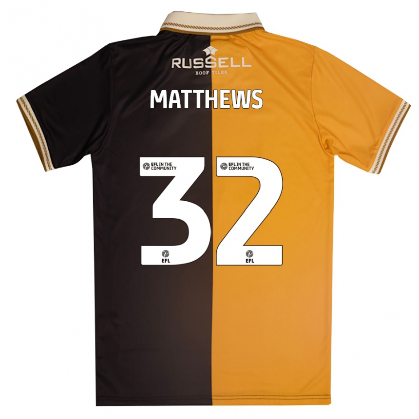 נשים כדורגל Daniel Matthews #32 צהוב שחור ג'רזי ביתית 2025/26