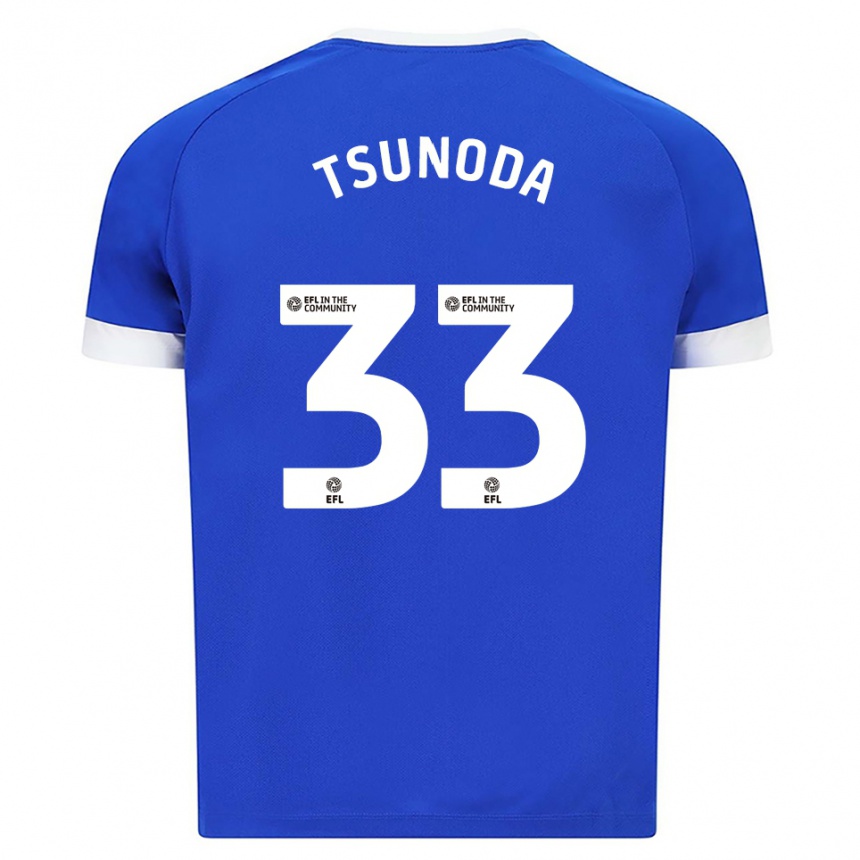 נשים כדורגל ריוטארו טסונודה #33 כחול לבן ג'רזי ביתית 2025/26