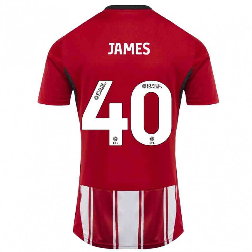 נשים כדורגל אד ג׳יימס #40 אדום לבן שחור ג'רזי ביתית 2025/26 נשים כדורגל אד ג׳יימס #40 אדום לבן שחור ג'רזי ביתית 2025/26
