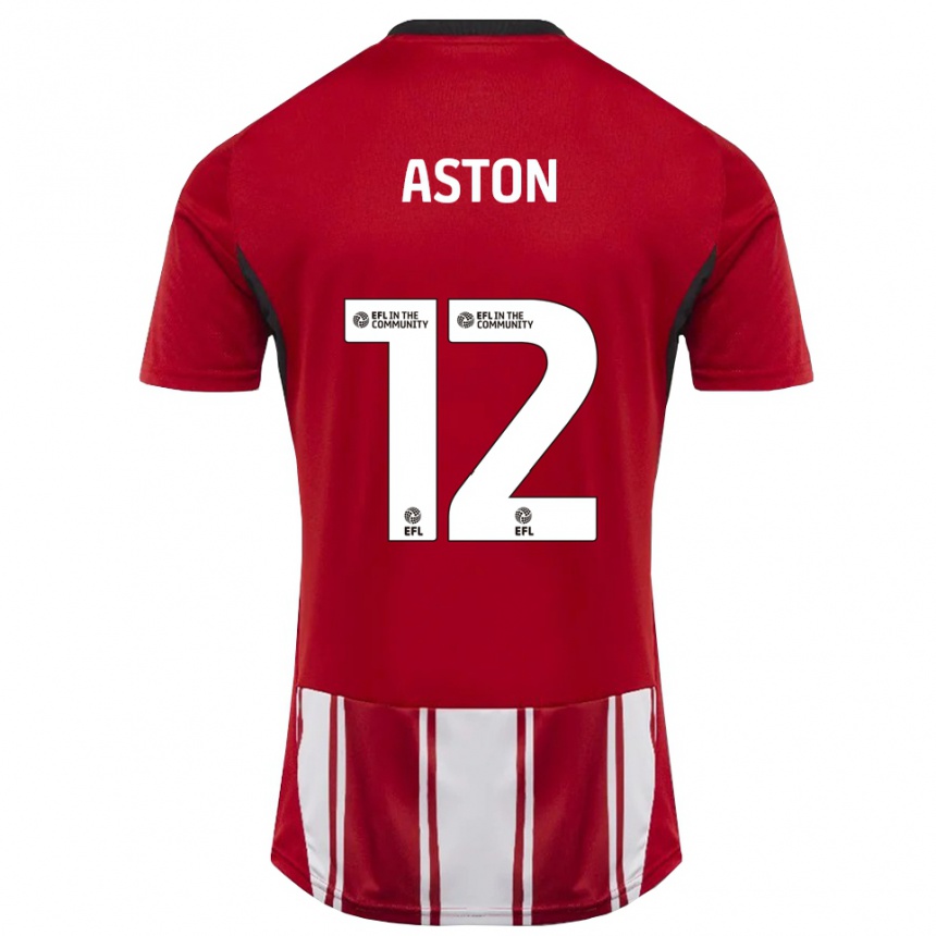 נשים כדורגל Logan Aston #12 אדום לבן שחור ג'רזי ביתית 2025/26