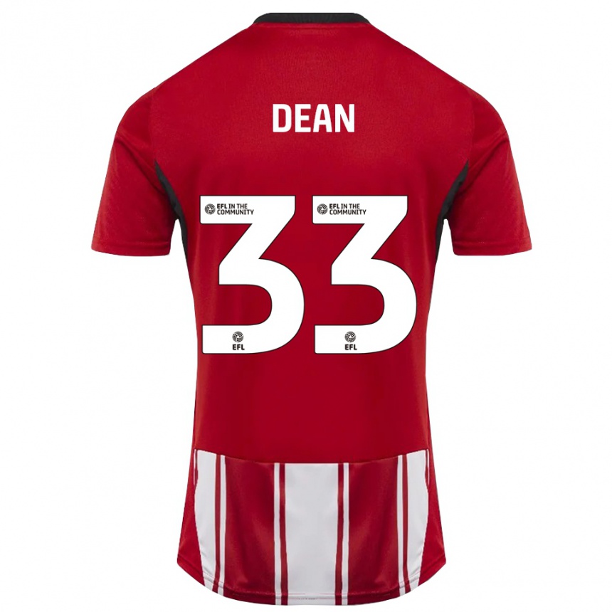 נשים כדורגל Tom Dean #33 אדום לבן שחור ג'רזי ביתית 2025/26