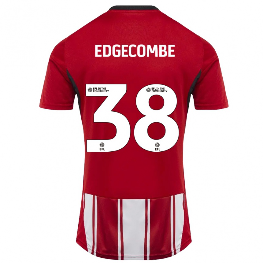 נשים כדורגל מקס אדגקומבה #38 אדום לבן שחור ג'רזי ביתית 2025/26