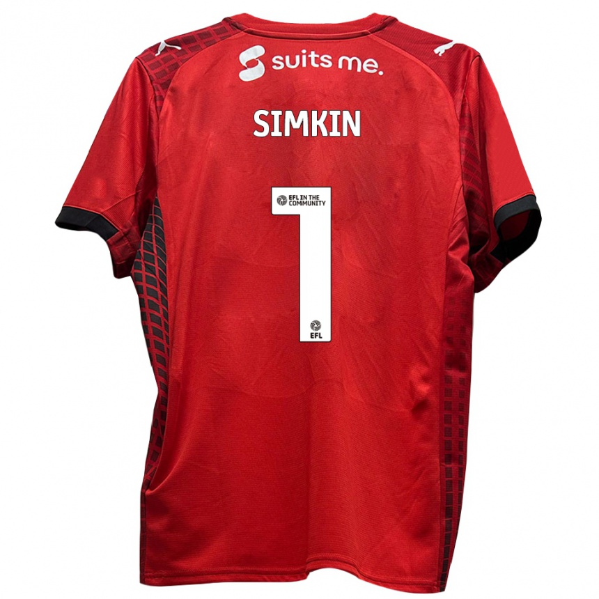 נשים כדורגל טומי שימקין #1 אדום שחור ג'רזי ביתית 2025/26