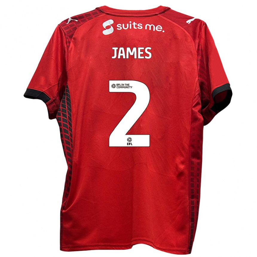 נשים כדורגל Tom James #2 אדום שחור ג'רזי ביתית 2025/26