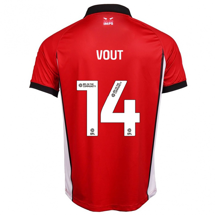 נשים כדורגל Leo Vout #14 אדום לבן ג'רזי ביתית 2025/26