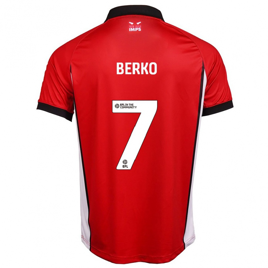 נשים כדורגל ראסל ברקו #7 אדום לבן ג'רזי ביתית 2025/26