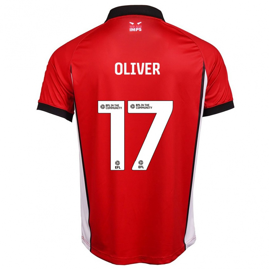 נשים כדורגל Kenzie Oliver #17 אדום לבן ג'רזי ביתית 2025/26