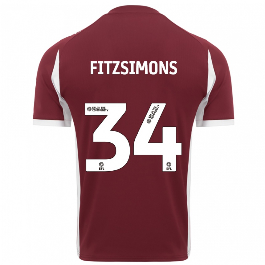 נשים כדורגל רוס פיצימונס #34 בורדו לבן ג'רזי ביתית 2025/26