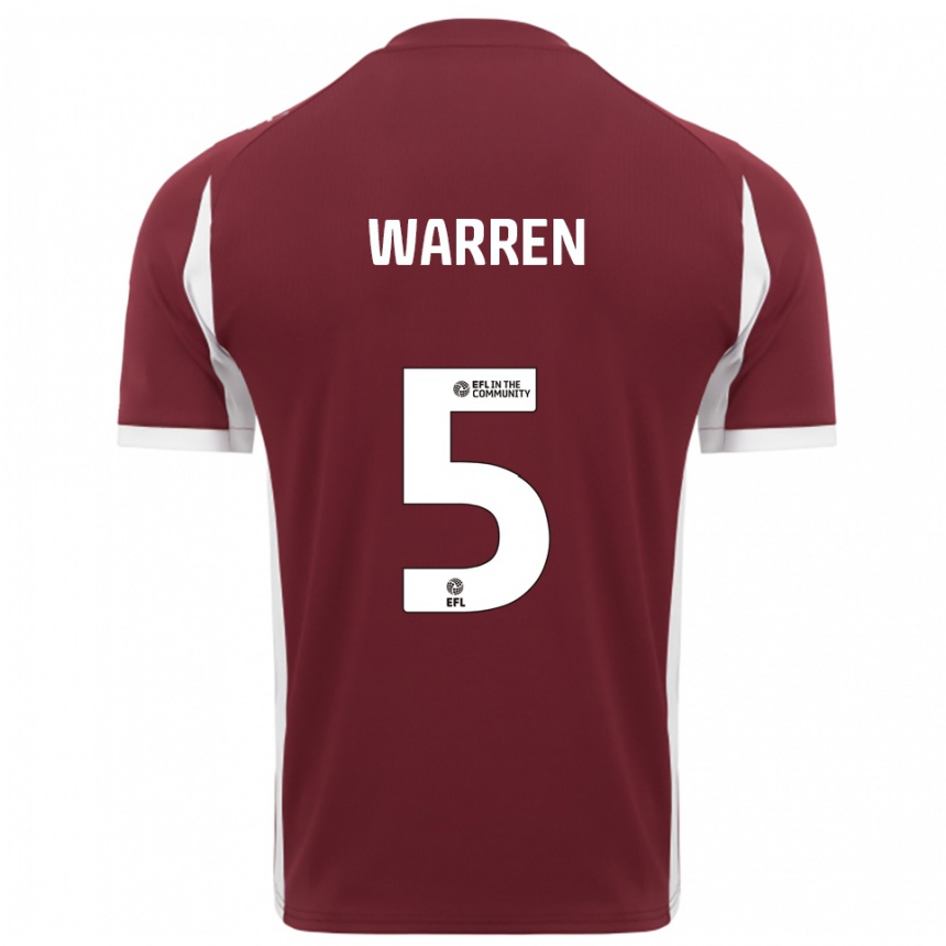 נשים כדורגל Talia-Jay Warren #5 בורדו לבן ג'רזי ביתית 2025/26