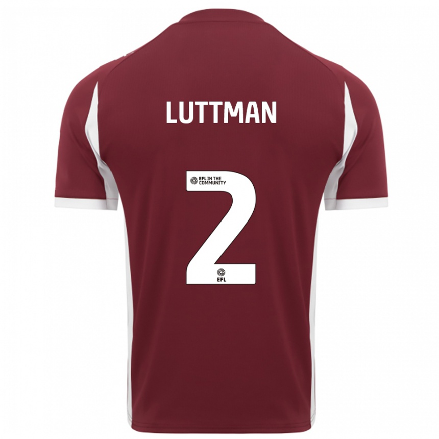 נשים כדורגל Bianca Luttman #2 בורדו לבן ג'רזי ביתית 2025/26