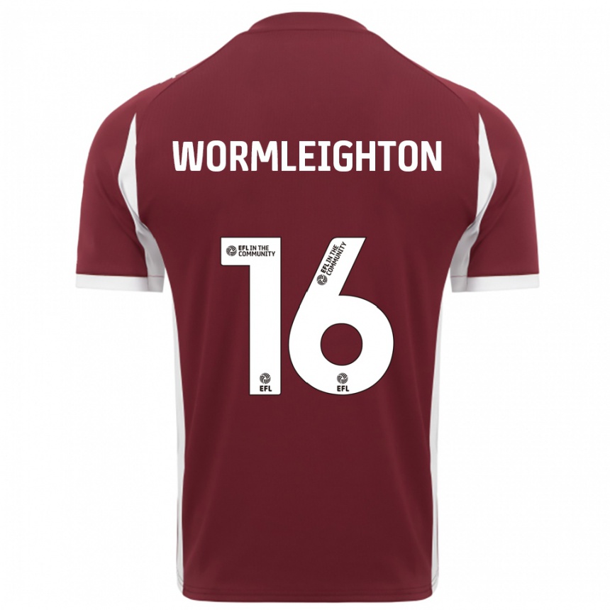 נשים כדורגל ג'ו וורמלייטון #16 בורדו לבן ג'רזי ביתית 2025/26