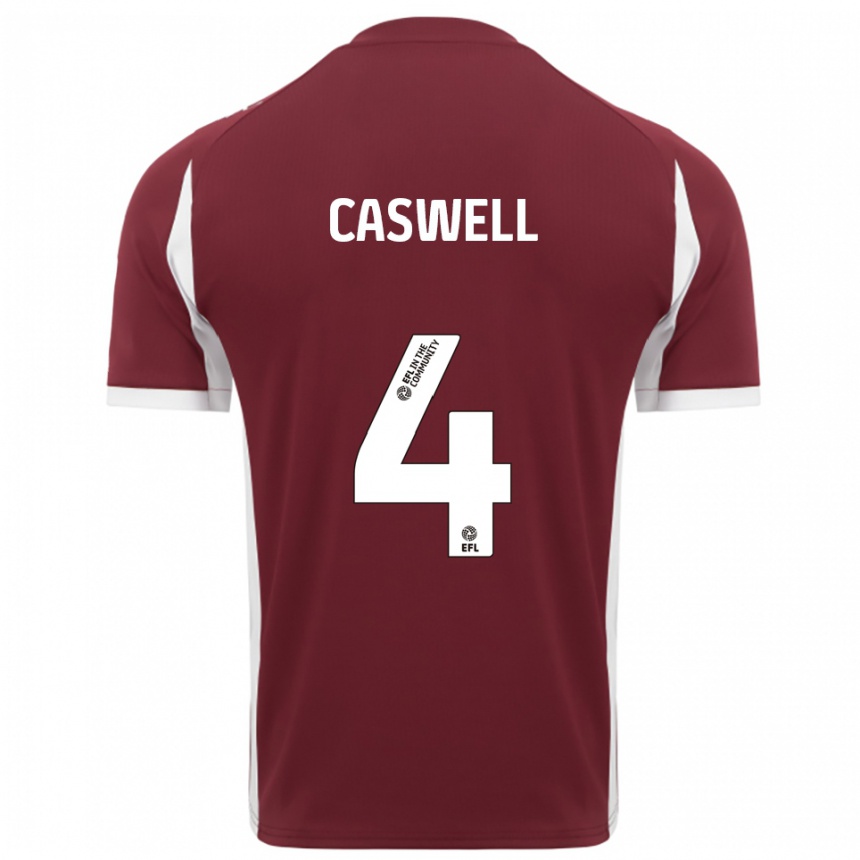 נשים כדורגל Jordan Caswell #4 בורדו לבן ג'רזי ביתית 2025/26