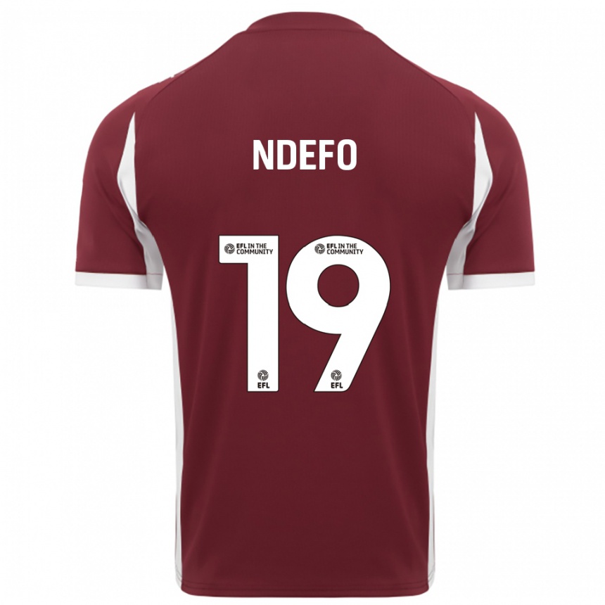 נשים כדורגל Ona Ndefo #19 בורדו לבן ג'רזי ביתית 2025/26