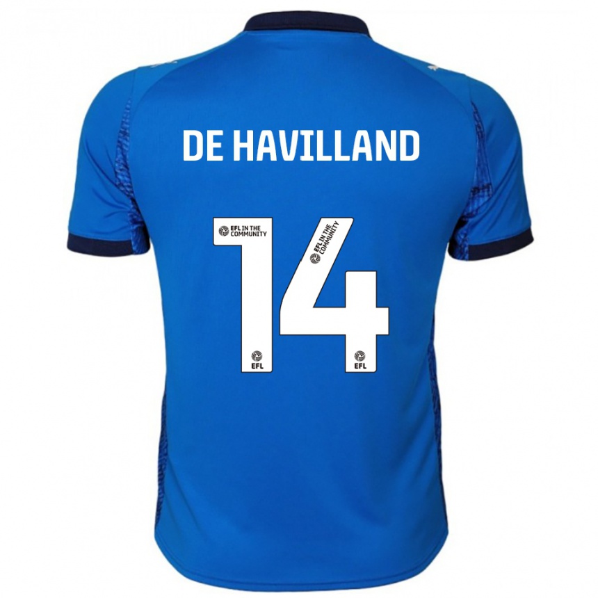 נשים כדורגל ראיין דה הבילנד #14 כחול לבן ג'רזי ביתית 2025/26