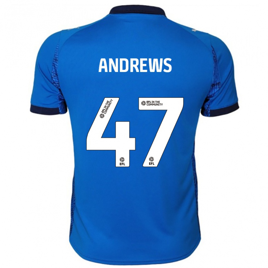 נשים כדורגל ג'ו אנדרוז #47 כחול לבן ג'רזי ביתית 2025/26