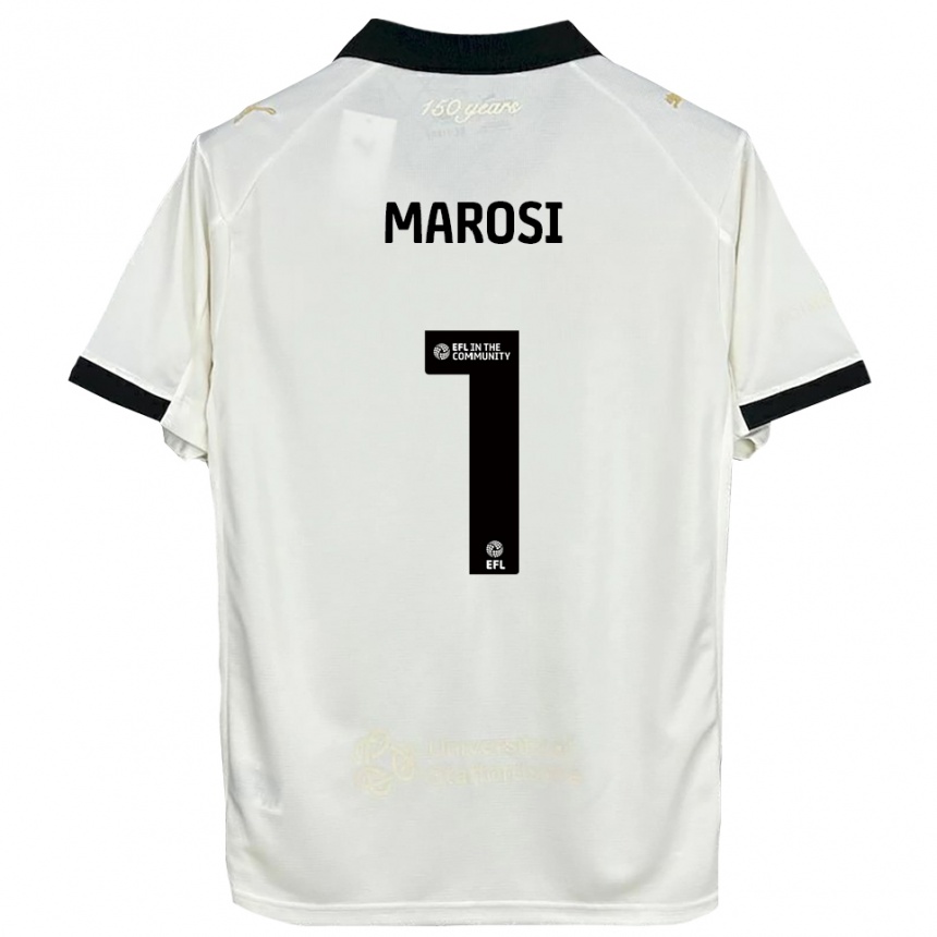 נשים כדורגל מרקו מארוסי #1 לבן פנינה שחור ג'רזי ביתית 2025/26