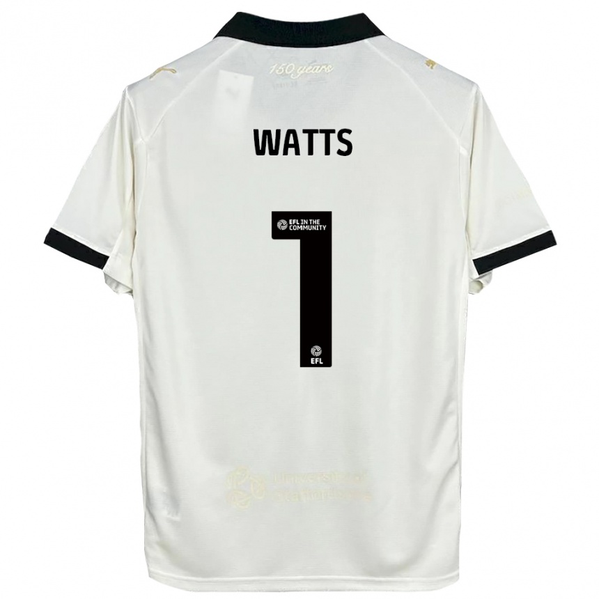 נשים כדורגל Connie Watts #1 לבן פנינה שחור ג'רזי ביתית 2025/26