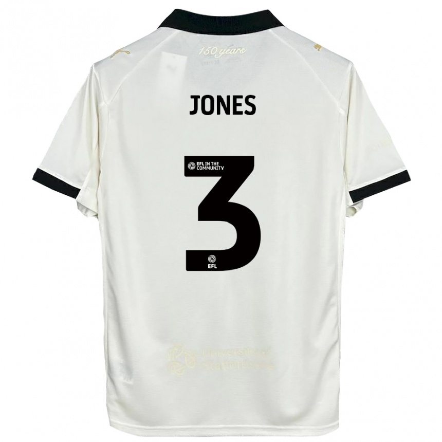 נשים כדורגל Dan Jones #3 לבן פנינה שחור ג'רזי ביתית 2025/26